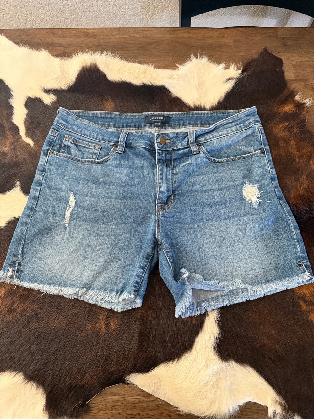 Just USA Light Blue Distressed Denim Shorts - Picture 1 of 5